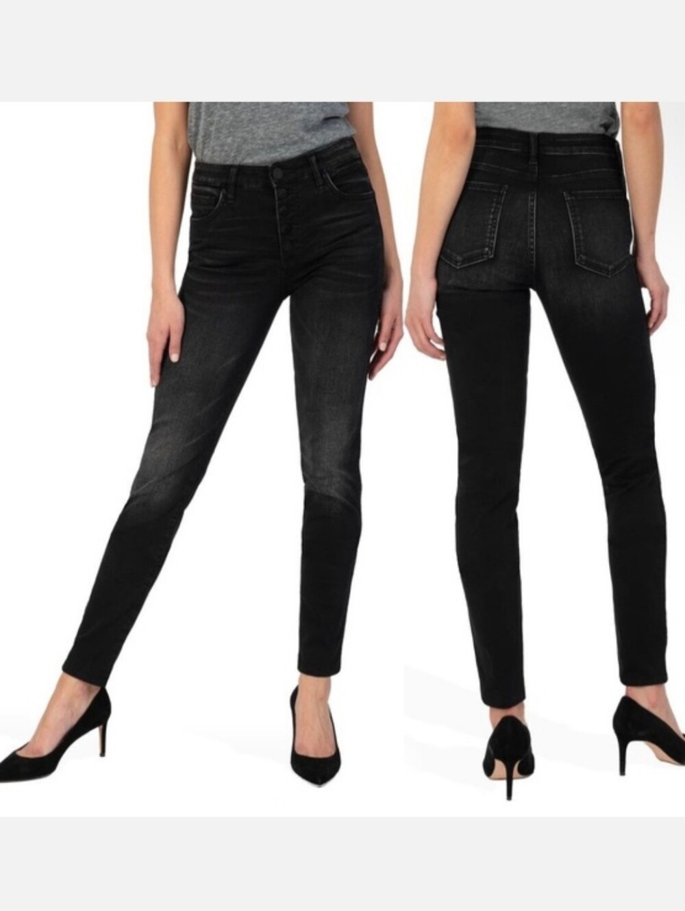 Kut From The Kloth ΜΙΑ HIGH RISE FAB AB SKINNY JEANS  in Faded Black, Size 8